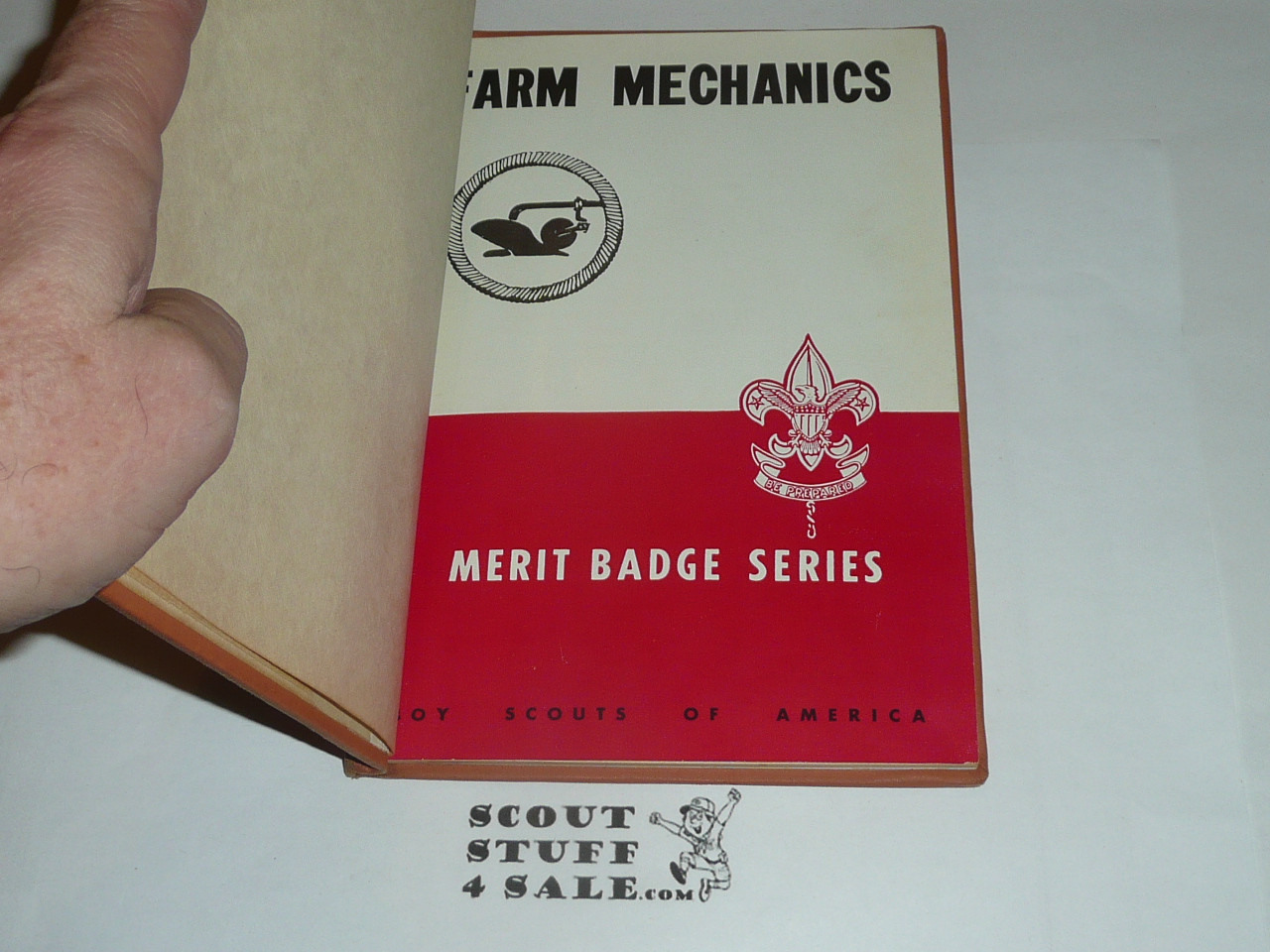 Farm Mechanics Library Bound Merit Badge Pamphlet, Type 5, Red/Wht Cover, 11-51 Printing