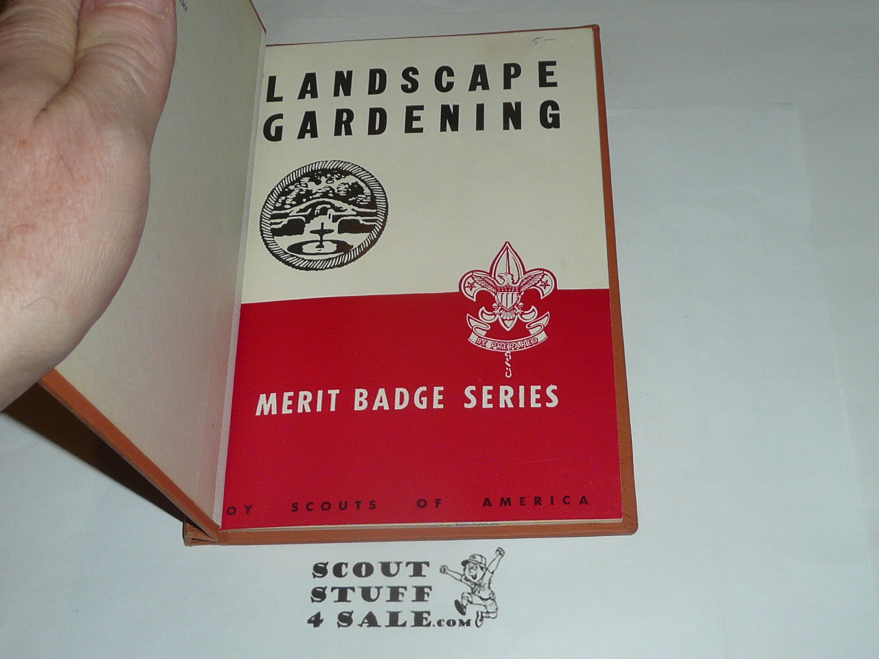 Landscape Gardening Library Bound Merit Badge Pamphlet, Type 5, Red/Wht Cover, 9-51 Printing