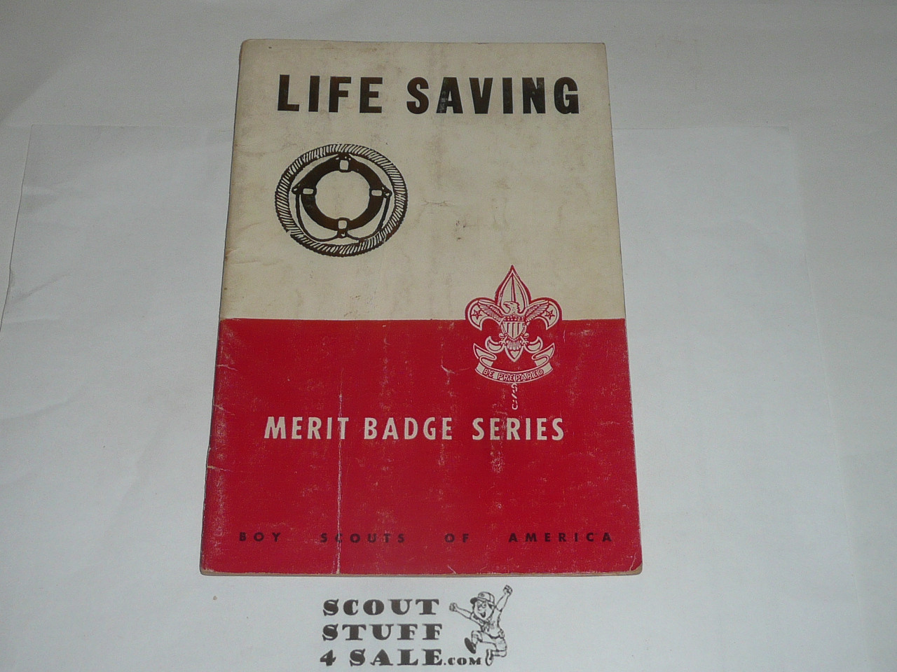 Life Saving Merit Badge Pamphlet, Type 5, Red/Wht Cover, 9-51 Printing