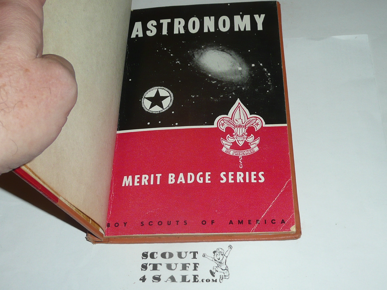 Astronomy Library Bound Merit Badge Pamphlet, Type 6, Picture Top Red Bottom Cover, 5-54 Printing