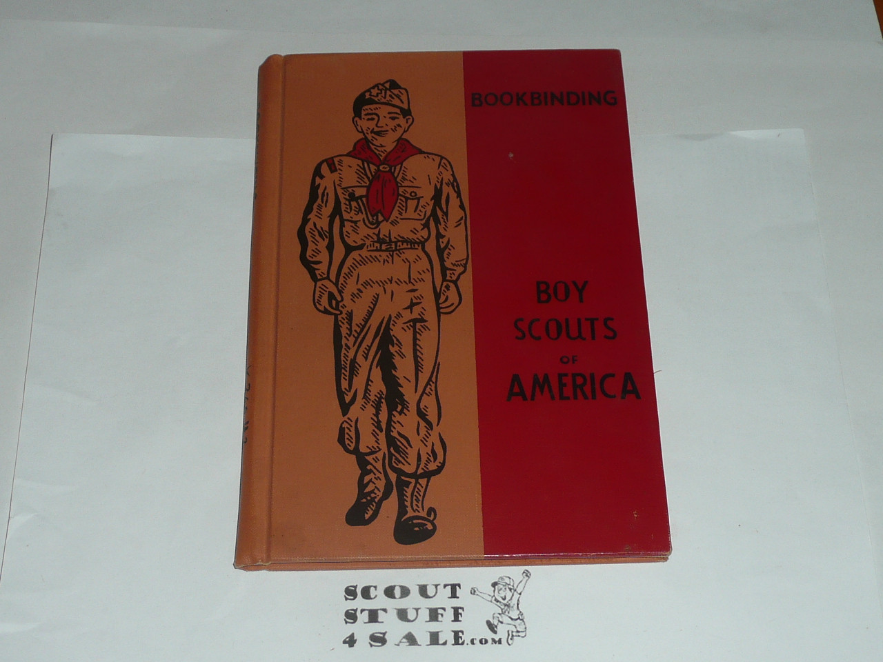 Bookbinding Library Bound Merit Badge Pamphlet, Type 6, Picture Top Red Bottom Cover, 5-57 Printing