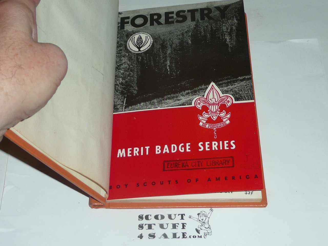 Forestry Library Bound Merit Badge Pamphlet, Type 6, Picture Top Red Bottom Cover, 5-64 Printing