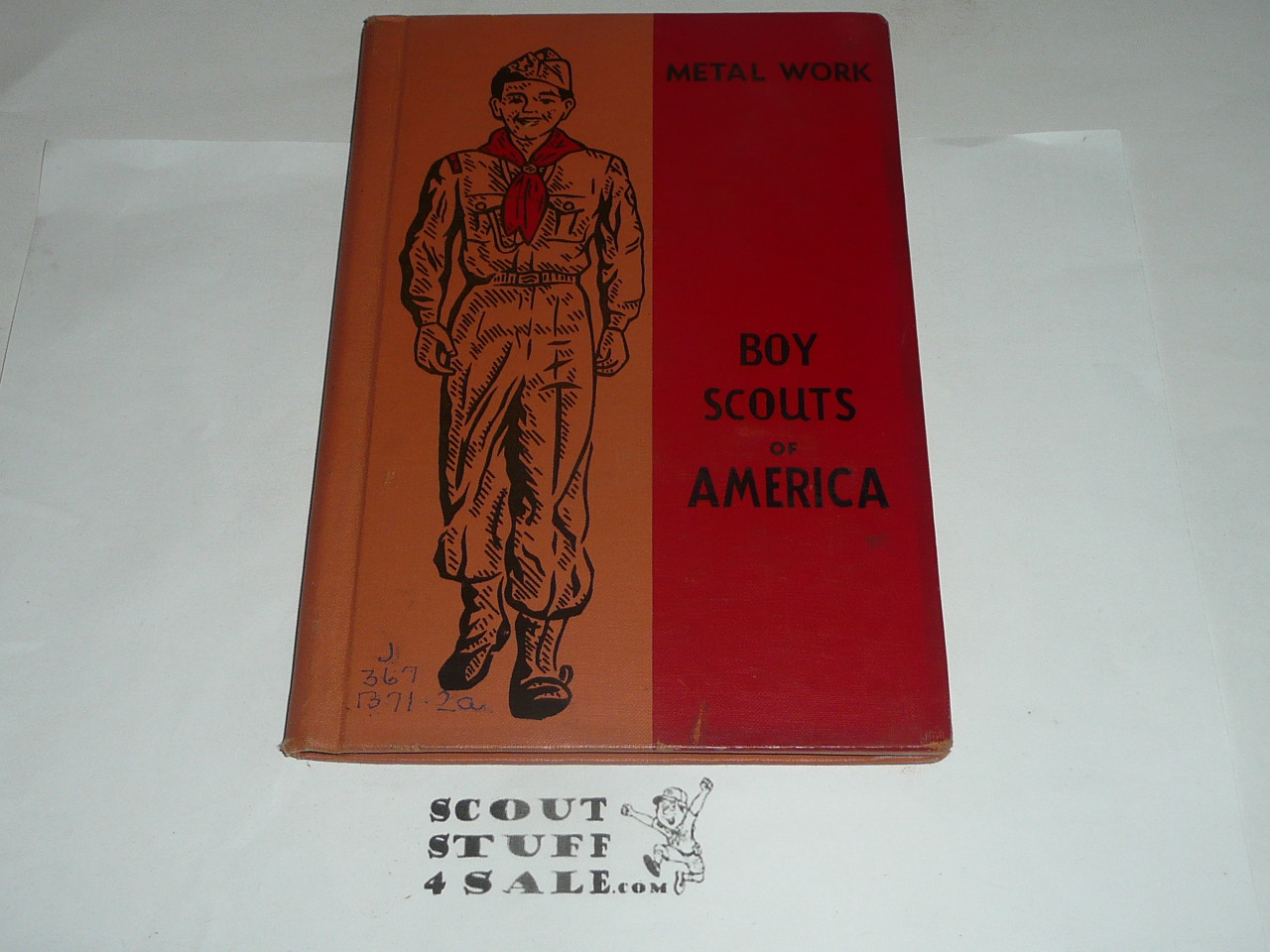 Metalwork Library Bound Merit Badge Pamphlet, Type 6, Picture Top Red Bottom Cover, 5-54 Printing