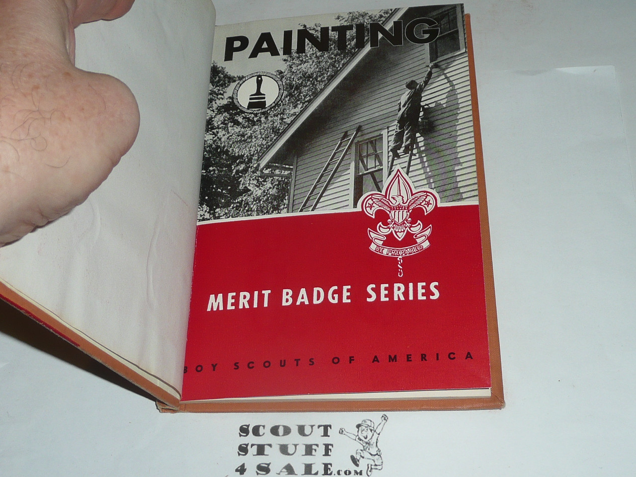 Painting Library Bound Merit Badge Pamphlet, Type 6, Picture Top Red Bottom Cover, 2-61 Printing