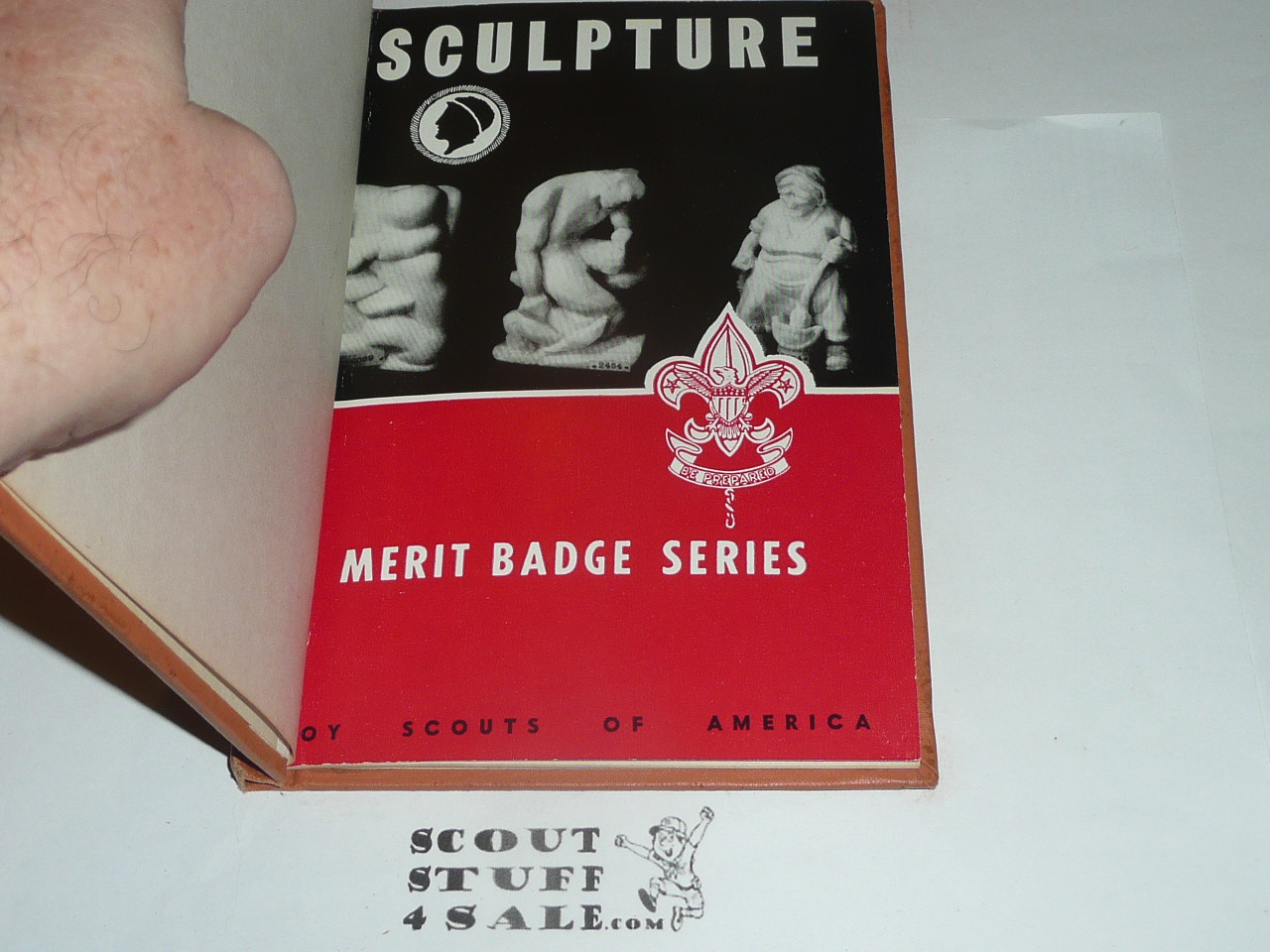 Sculpture Library Bound Merit Badge Pamphlet, Type 6, Picture Top Red Bottom Cover, 2-53 Printing