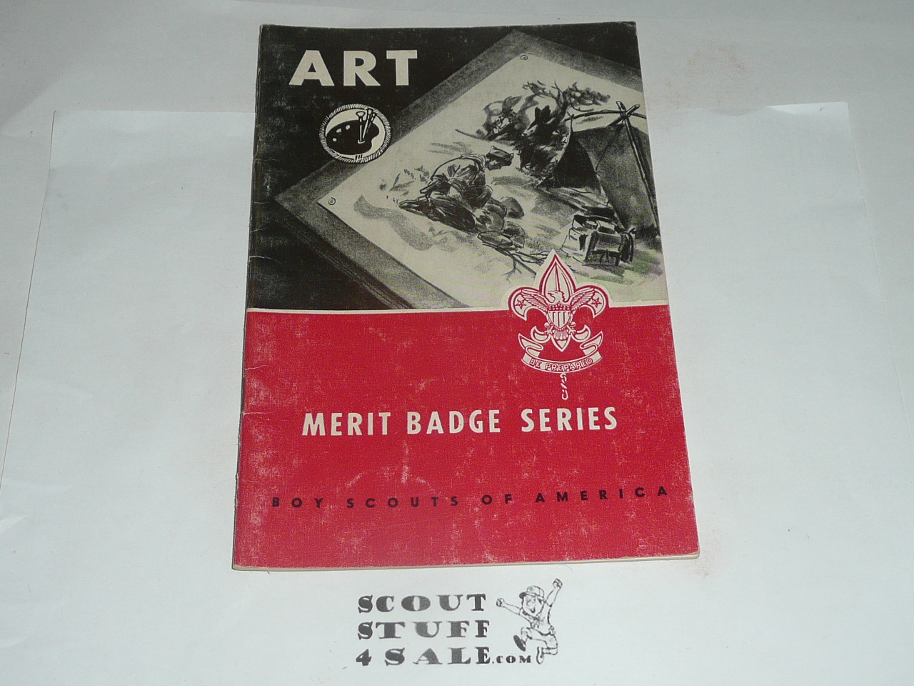 Art Merit Badge Pamphlet, Type 6, Picture Top Red Bottom Cover, 10-62 Printing