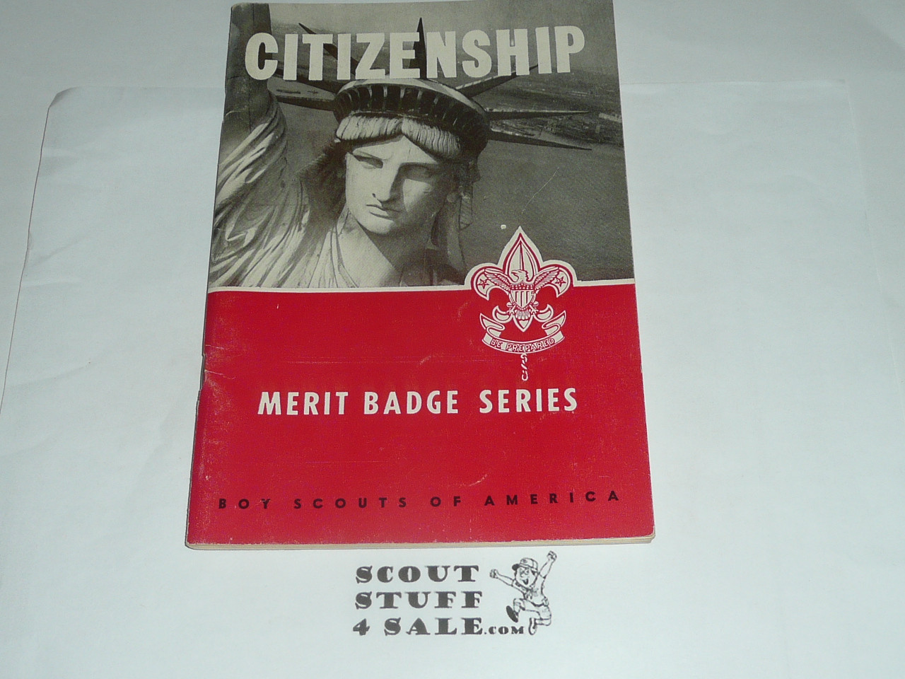 Citizenship Merit Badge Pamphlet, Type 6, Picture Top Red Bottom Cover, 11-59 Printing