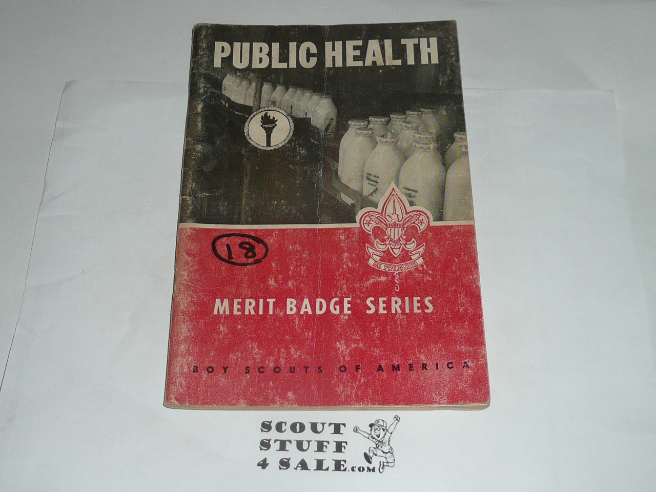 Public Health  Merit Badge Pamphlet, Type 6, Picture Top Red Bottom Cover, 11-62 Printing