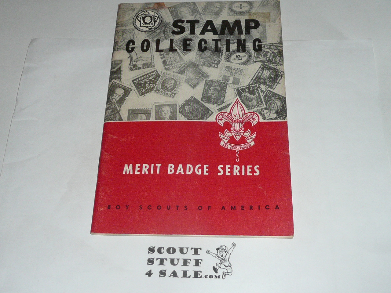 Stamp Collecting Merit Badge Pamphlet, Type 6, Picture Top Red Bottom Cover, 3-63 Printing
