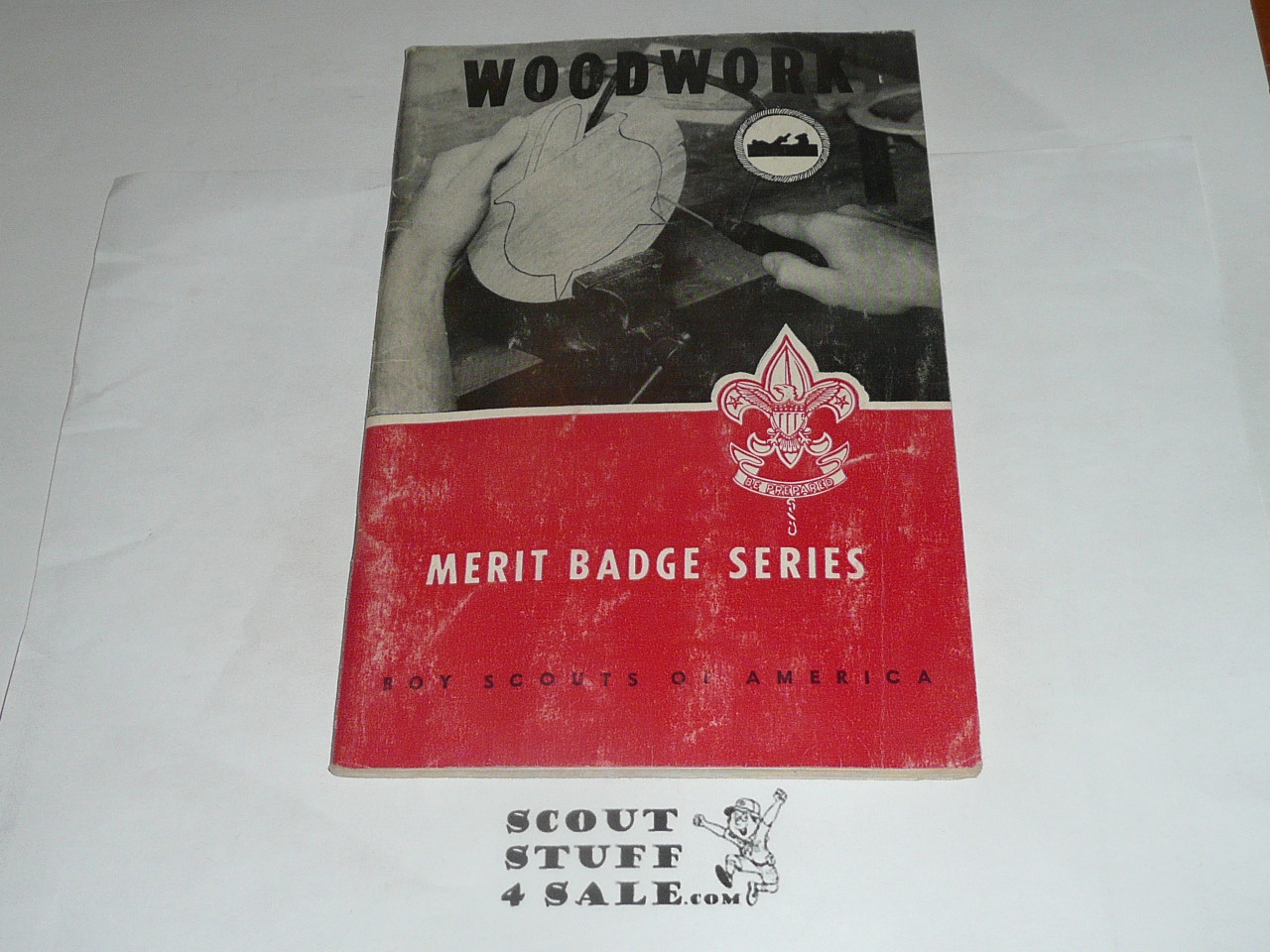 Woodwork Merit Badge Pamphlet, Type 6, Picture Top Red Bottom Cover, 3-63 Printing
