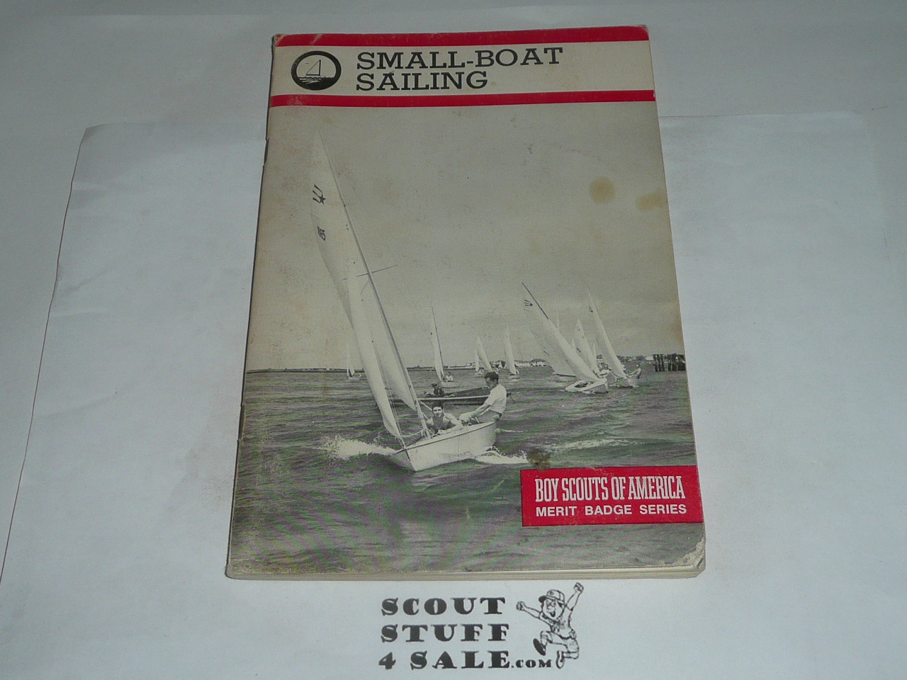 Small Boat Sailing Merit Badge Pamphlet, Type 9, Red Band Cover, 7-86 Printing, used