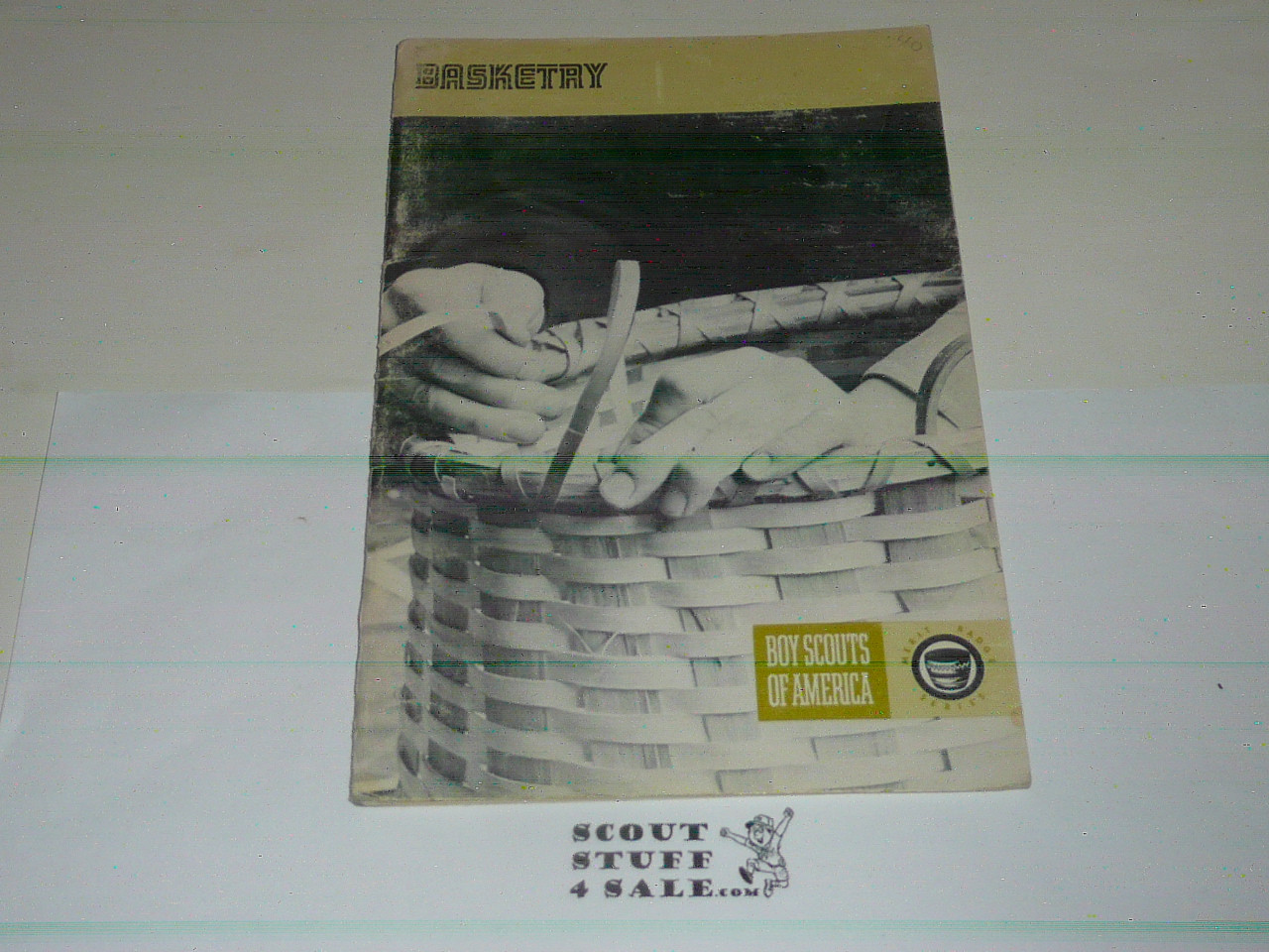 Basketry Merit Badge Pamphlet, Type 8, Green Band Cover, 2-77 Printing