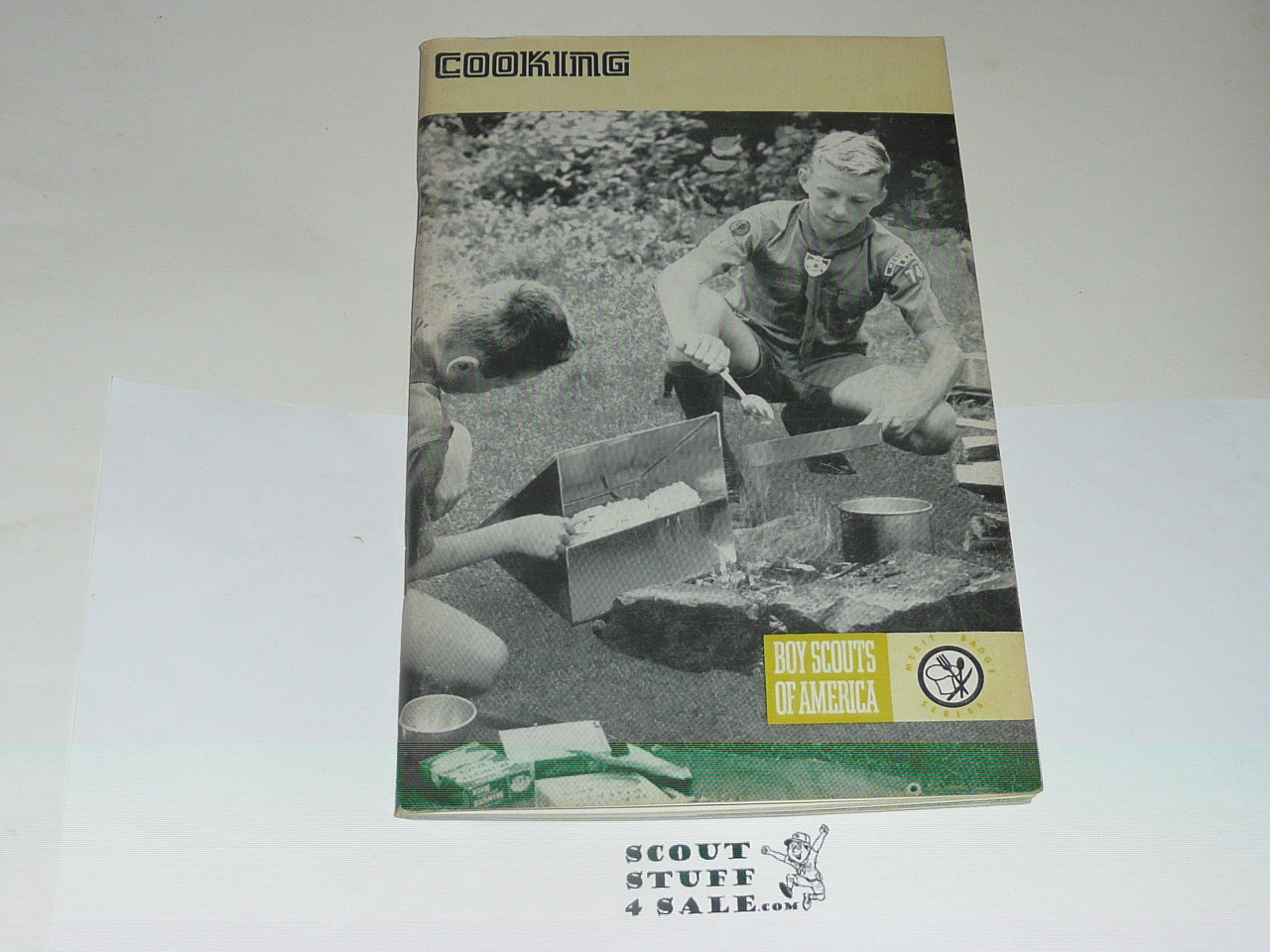 Cooking Merit Badge Pamphlet, Type 8, Green Band Cover, 4-74 Printing