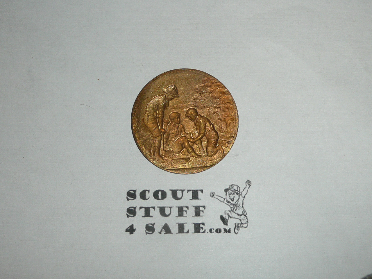 Obscure 1920's Boy Scout Brass Stamping First Aid Scene, High Quality stamping
