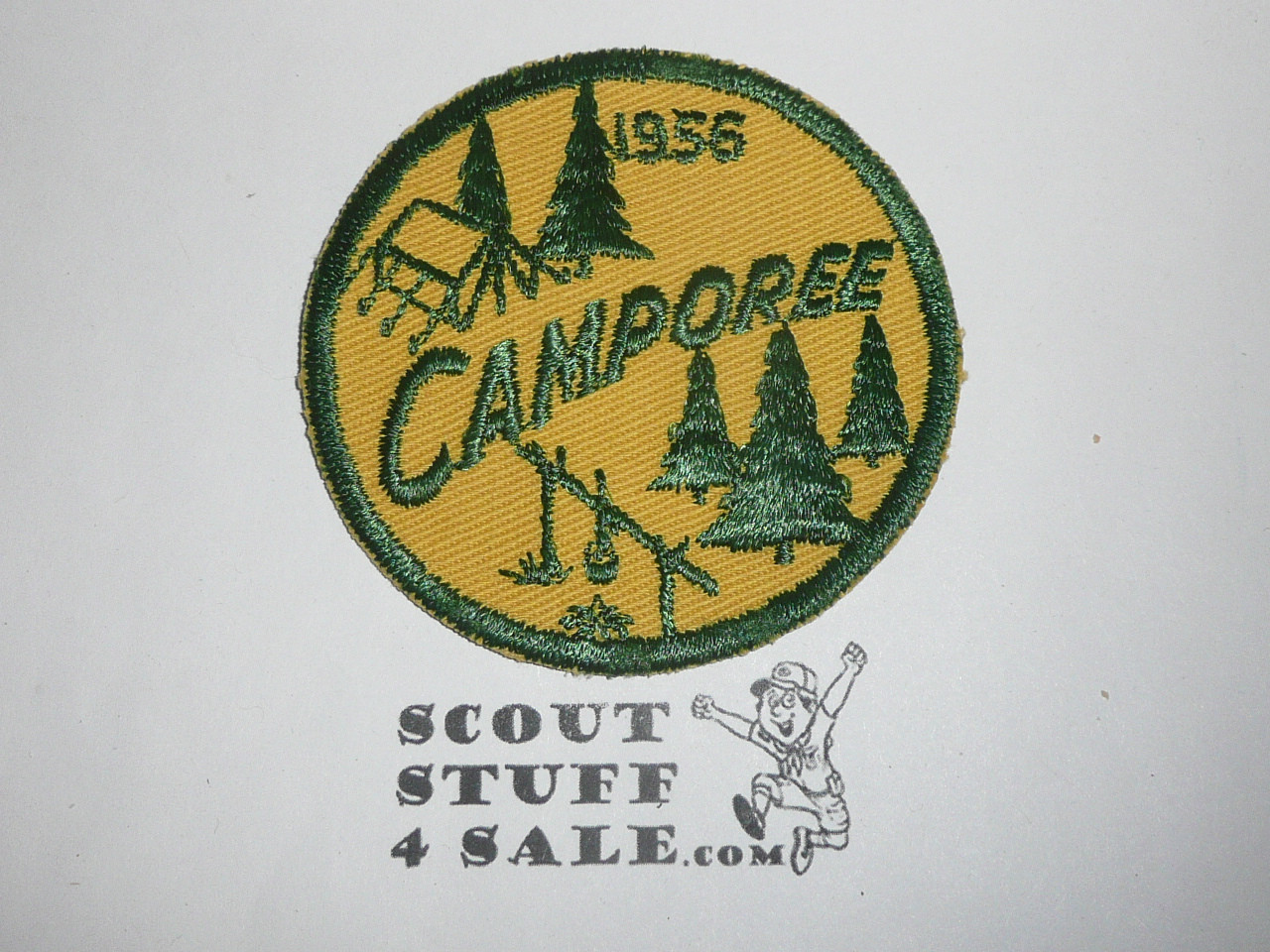 1956 Camporee Patch, Generic BSA issue, yellow twill, grn c/e bdr
