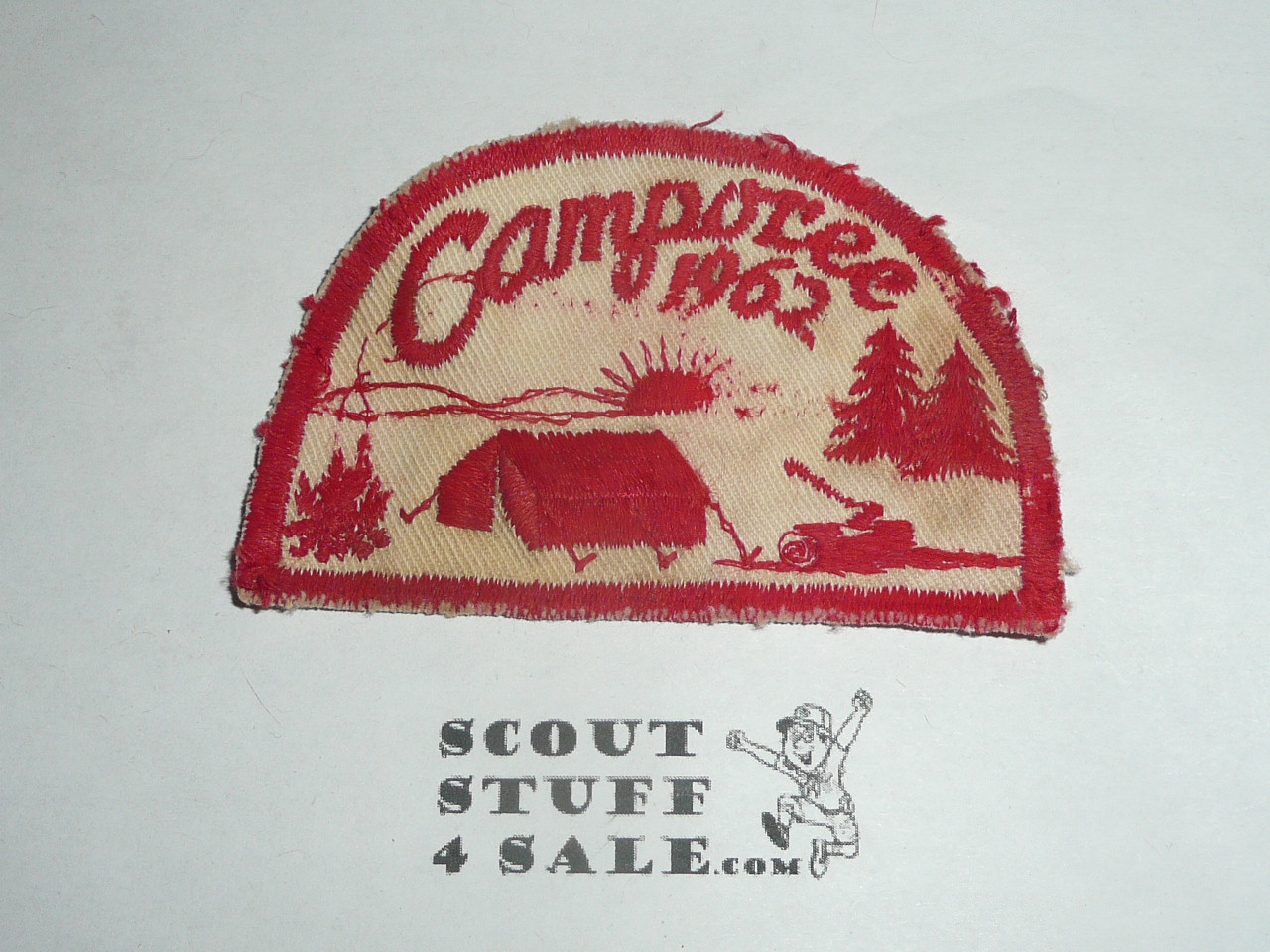 1962 Camporee Patch, Generic BSA issue, wht twill, red c/e bdr, used