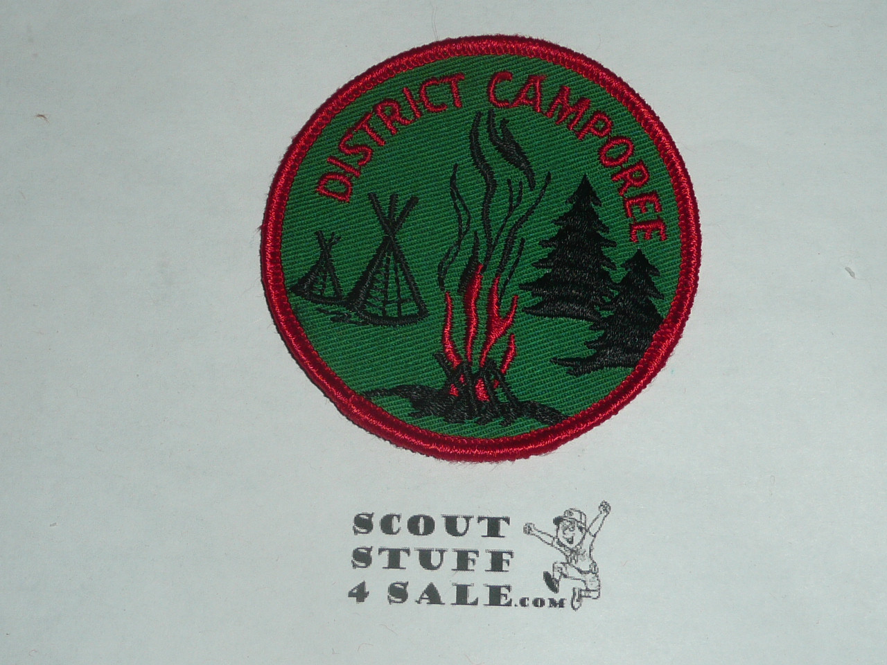 District Camporee Patch, Generic BSA issue, grn twill, red r/e bdr