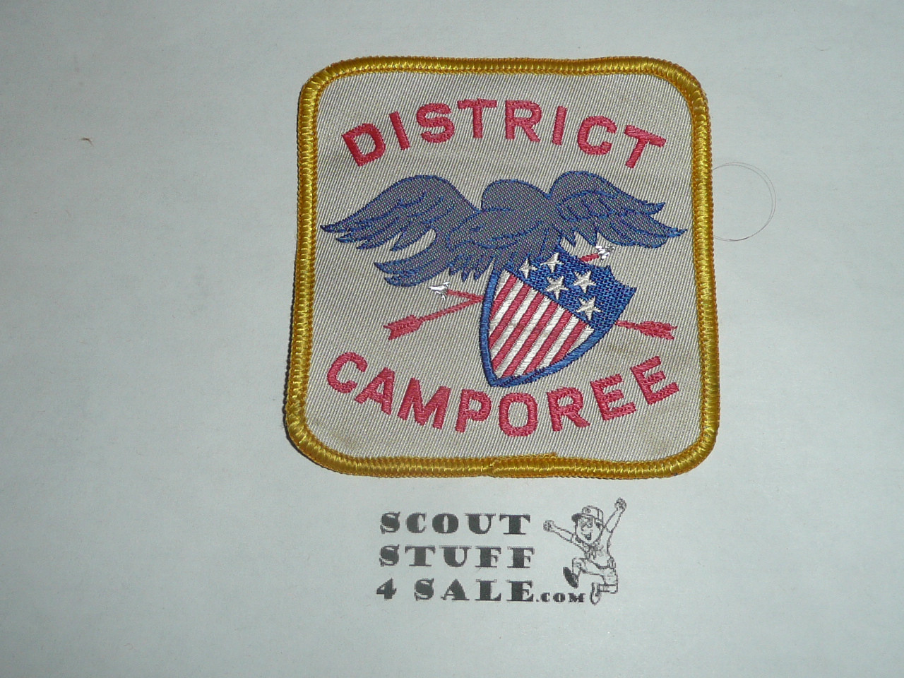 District Camporee Woven Patch, Generic BSA issue, wht with gold r/e bdr