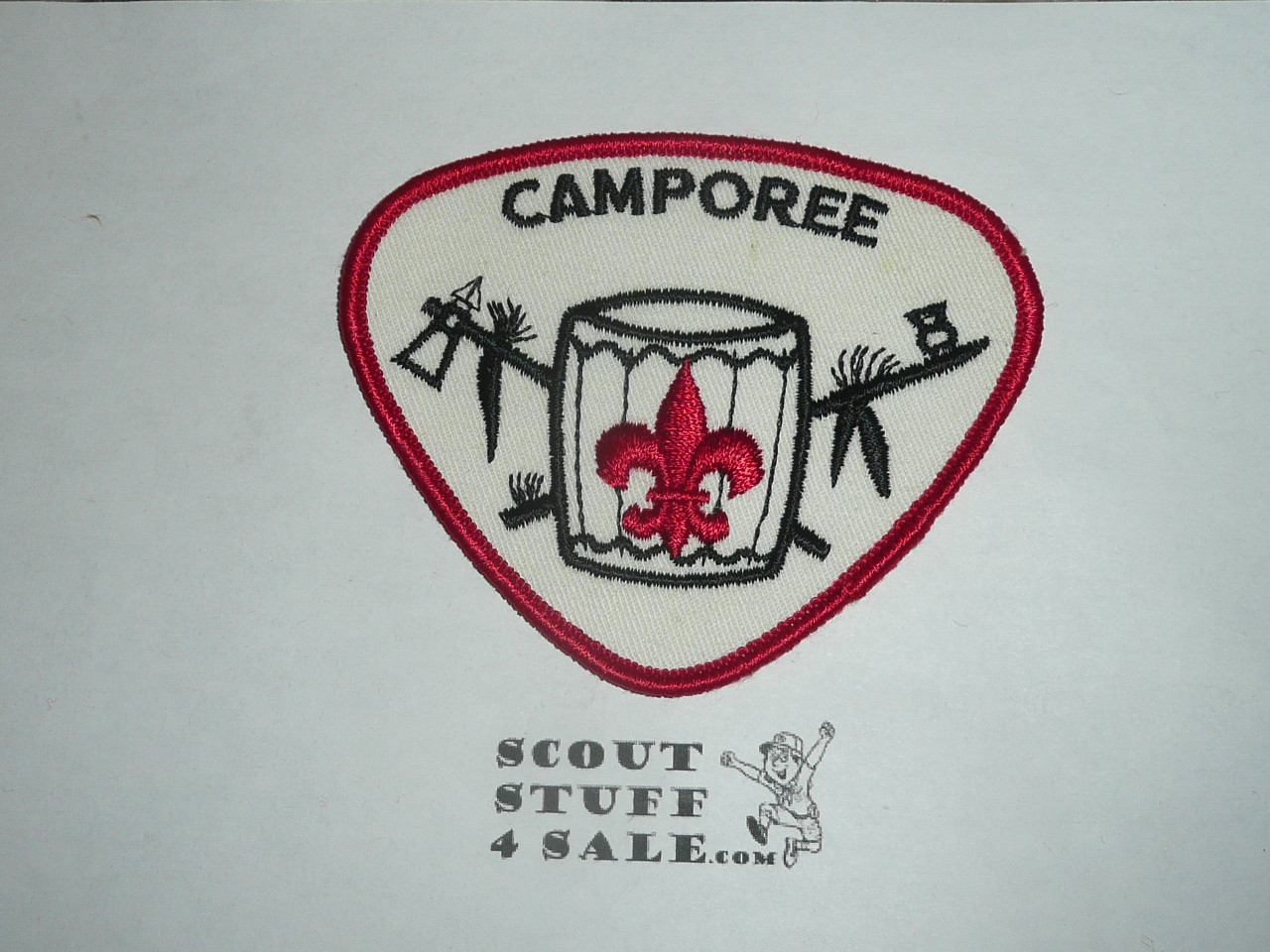 Camporee Patch, Generic BSA issue, wht twill, red r/e bdr, Peace Pipe