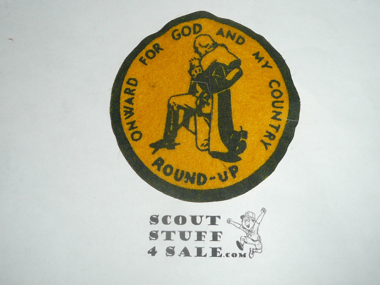 Round-up Patch, Generic BSA issue, Org FELT, Blk bdr, Onward for God and My Country