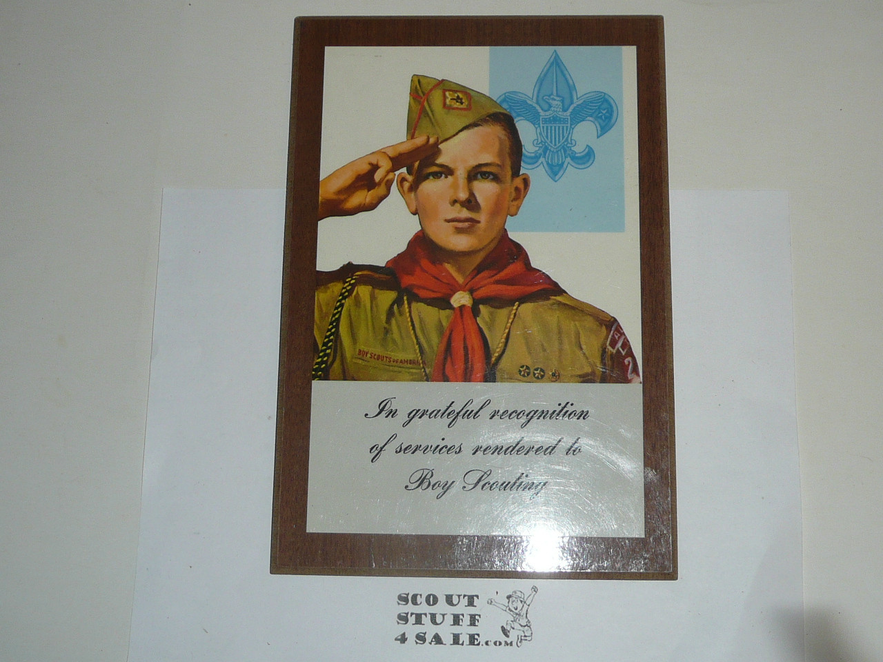 1950's Boy Scout Recognition Standing Bookshelf Ornament, Shows a Little Wear