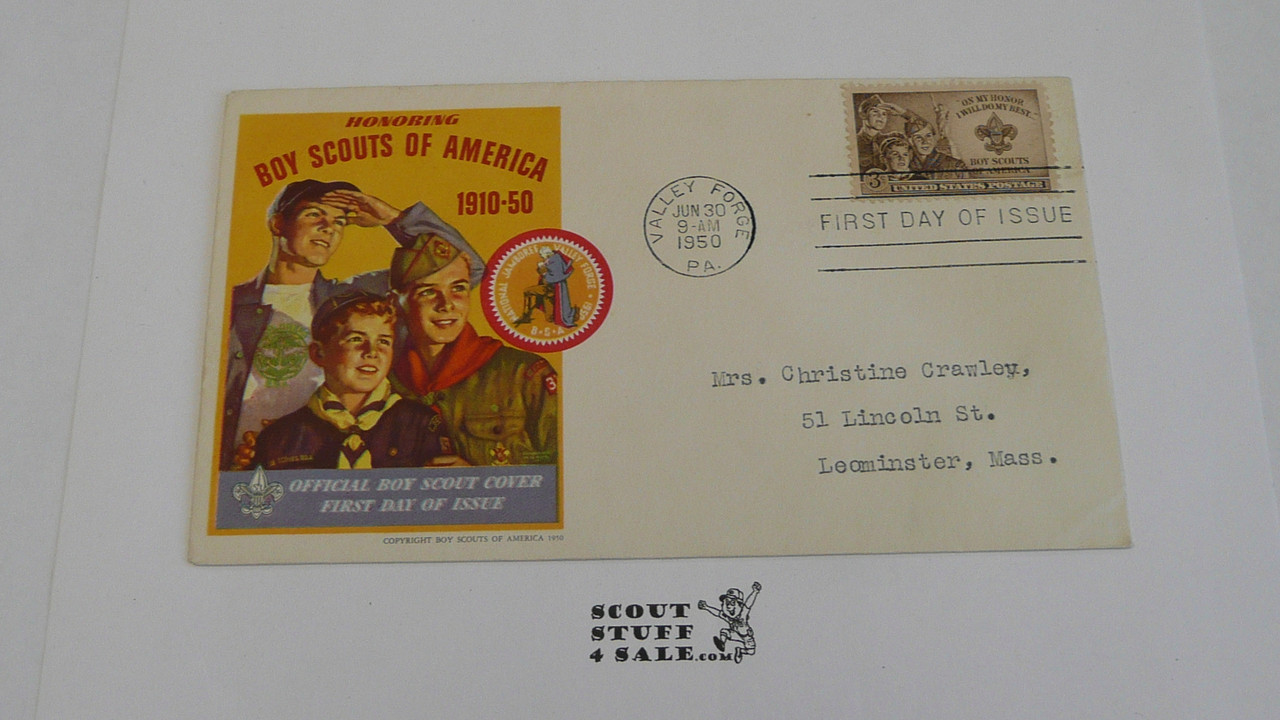 1950 National Jamboree First Day of Issue Official Envelope with First day of issue cancellation and BSA 3 cent stamp