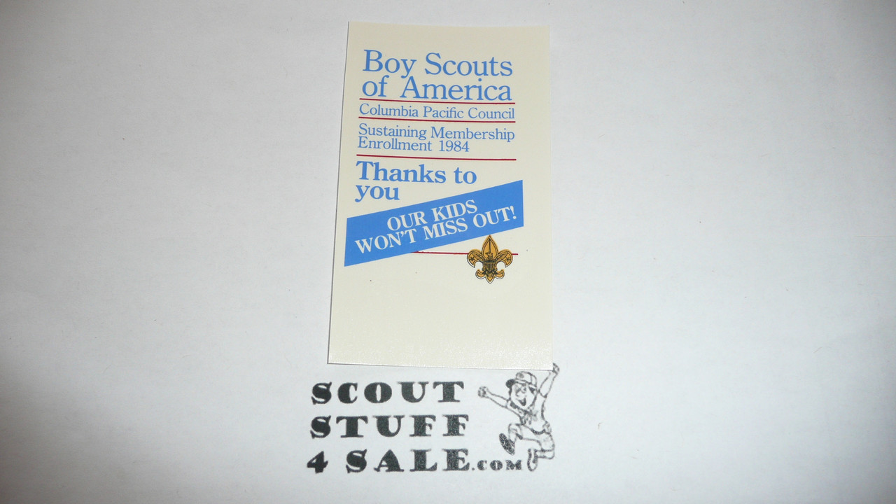 1984 Sustaining membership Decal, Columbia Pacific Council - Boy Scout