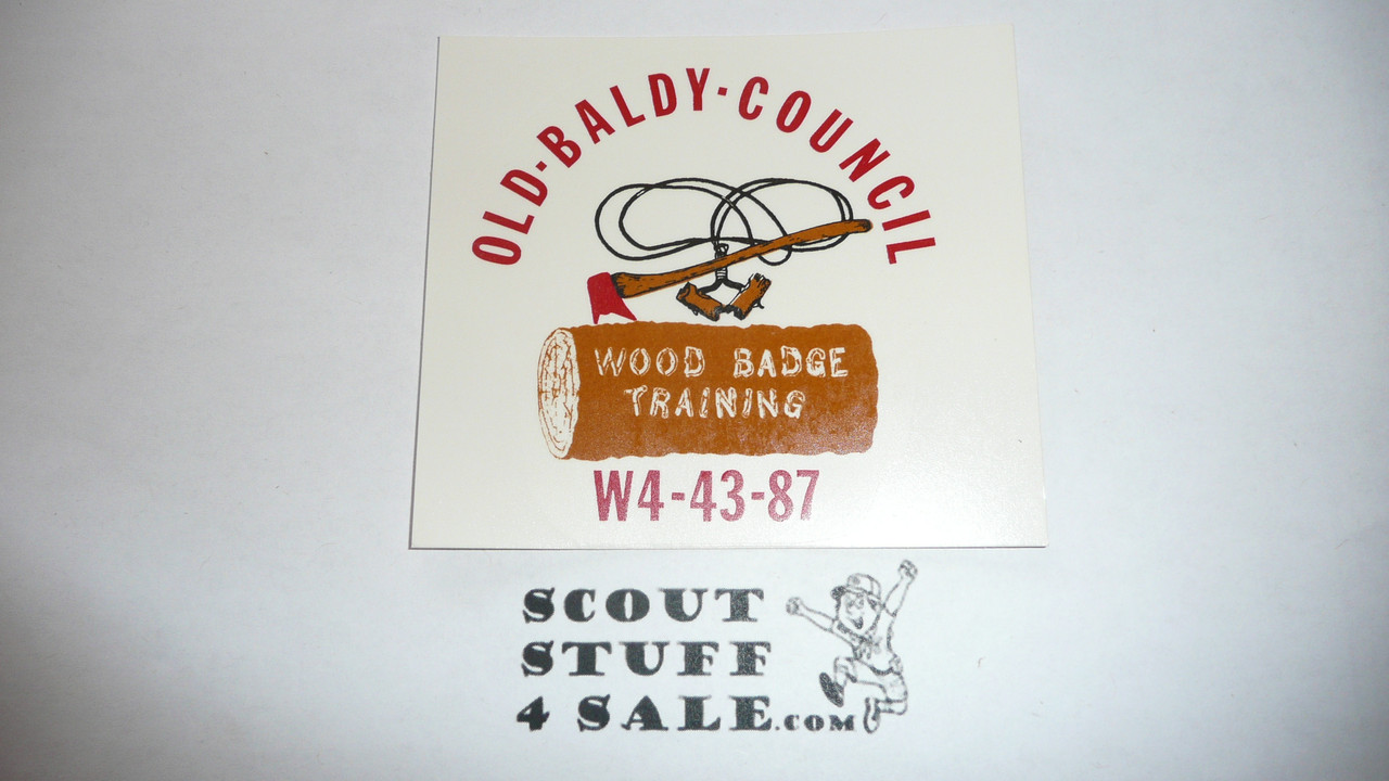 Wood badge W4-43-87 Decal, Old Baldy Council- Boy Scout