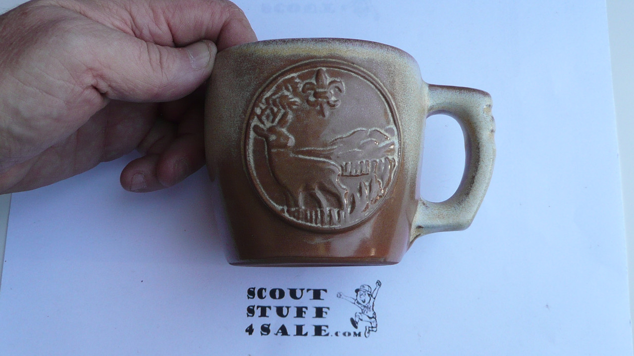 1969 National Jamboree Frankoma Ceramic Coffee Mug, Tan/Brown