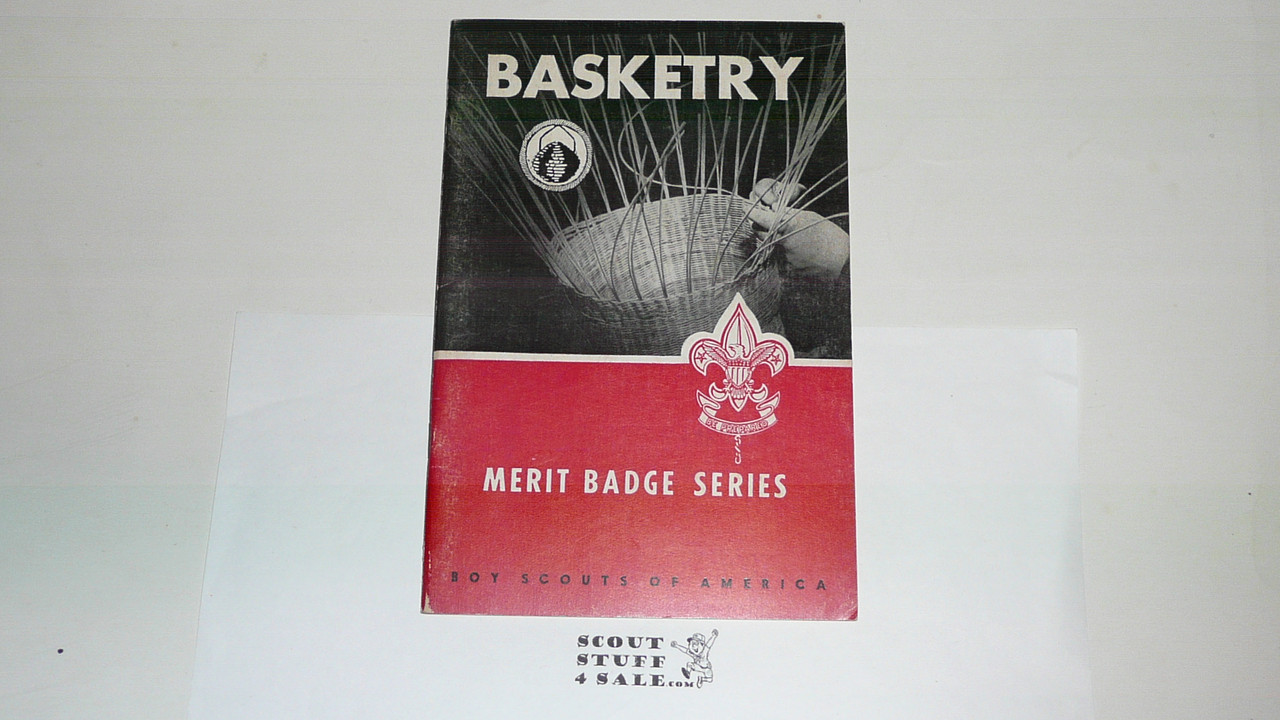 Basketry Merit Badge Pamphlet, Type 6, Picture Top Red Bottom Cover, 7-65 Printing