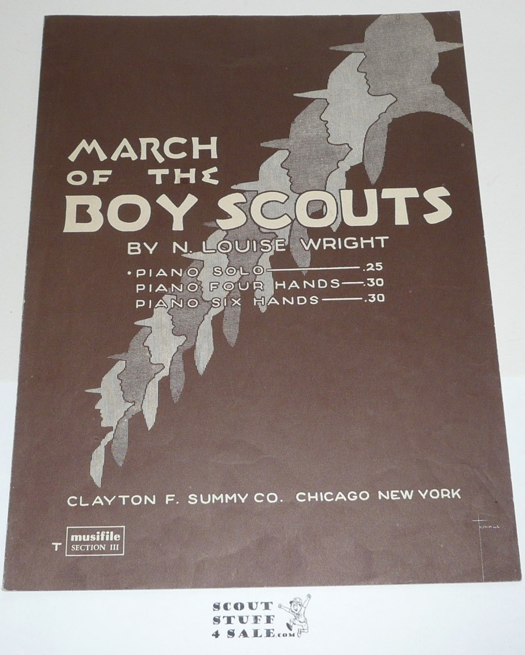 1920 March of the Boy Scouts Sheet Music, by N. Louise Wright