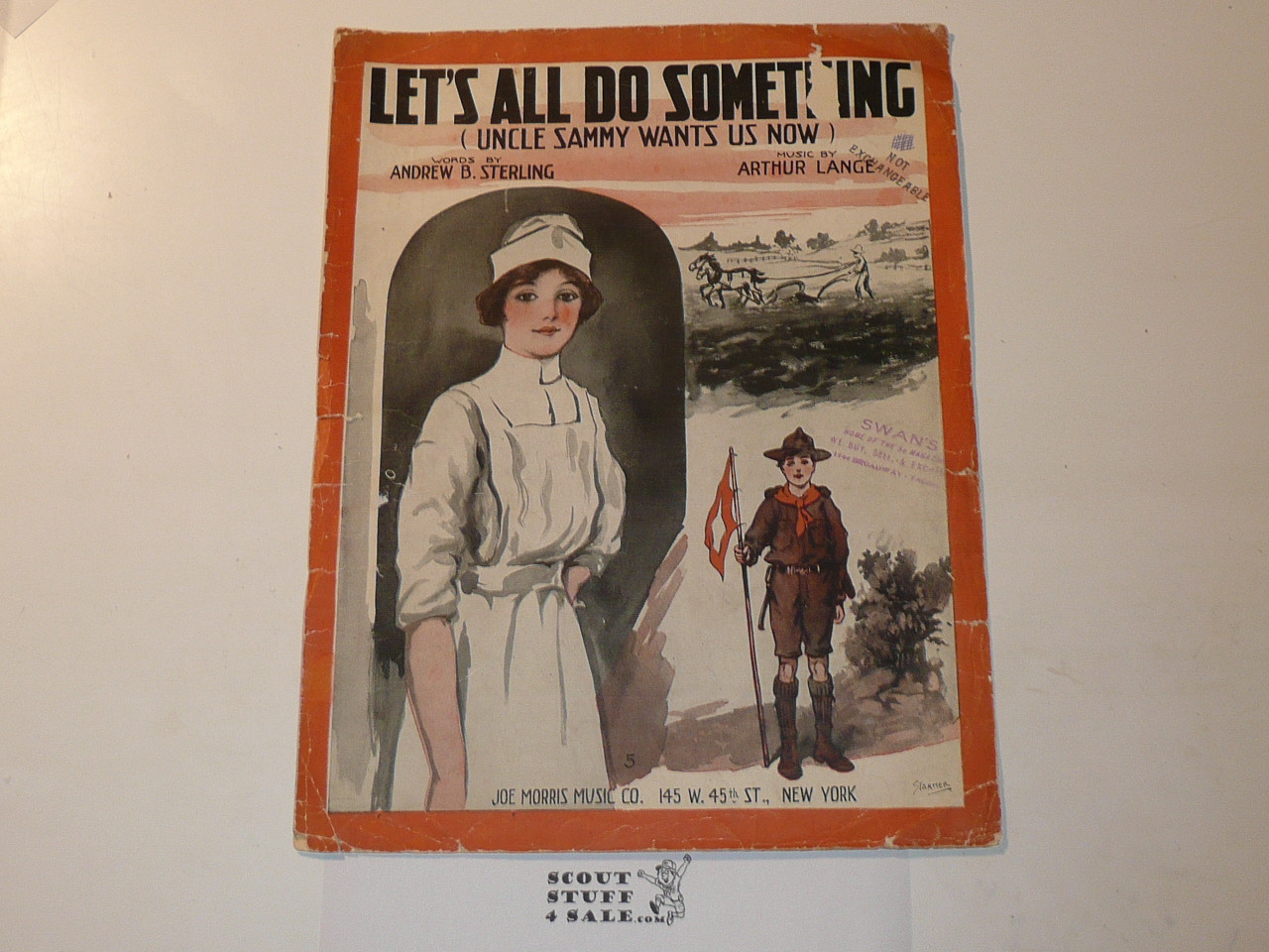 1917 Let's All Do Something Boy Scout themed Sheet Music, by Sterling & Lange