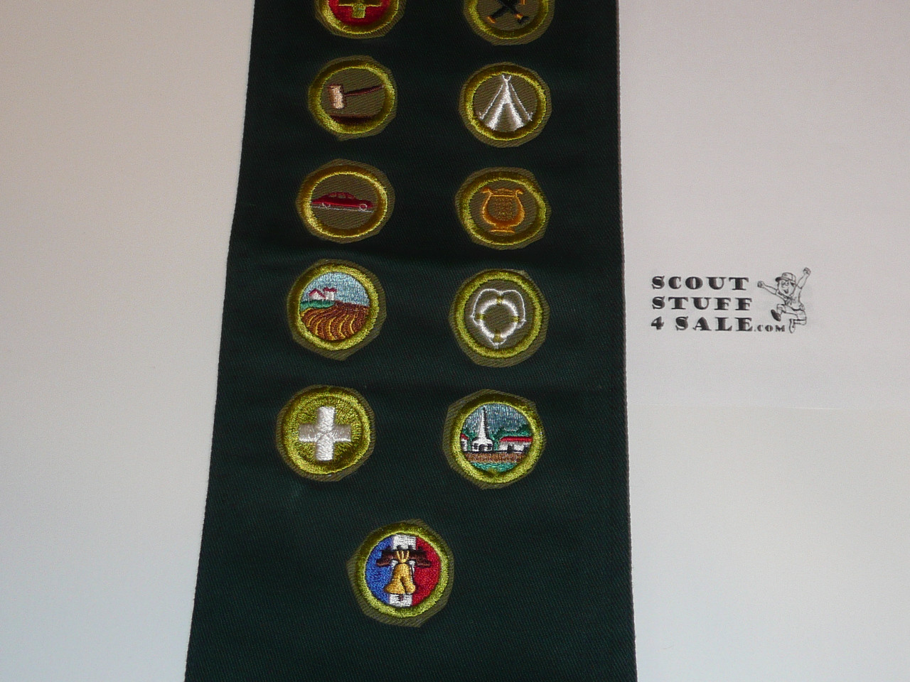 1950's Explorer Scout Merit Badge Sash with 21 Crimped Merit badges, #FB58