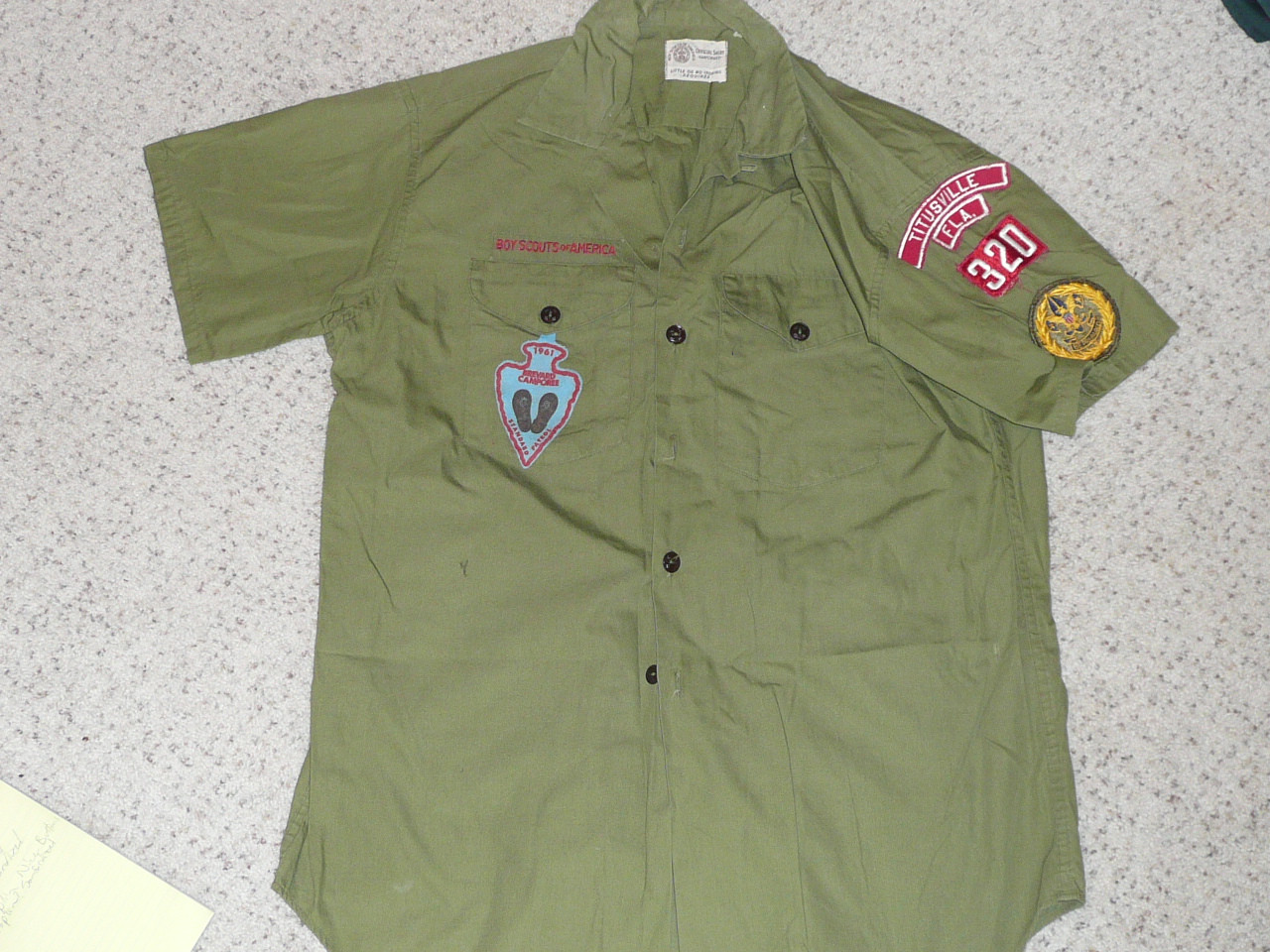 1960's Boy Scout Uniform Shirt Commissioner from Titusville FL, 22" Chest and 30" Length, #FB23