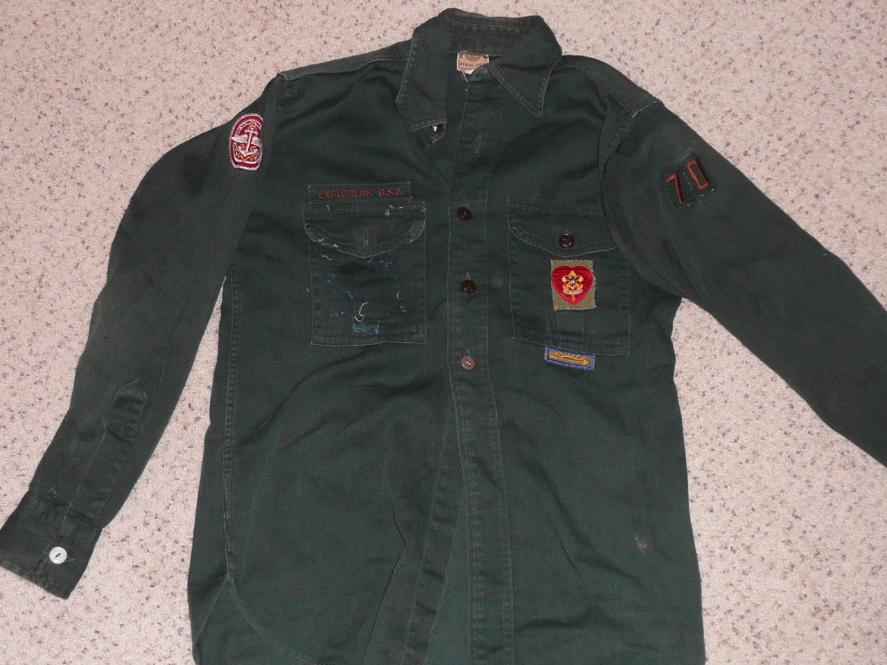 1950's Boy Scout Explorer Uniform Shirt, 18" chest 27" length, #FB68