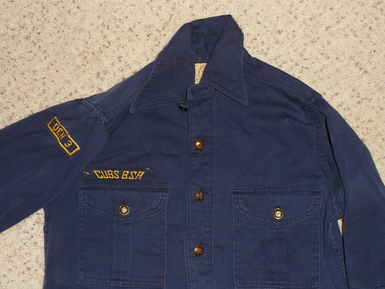 1940's Boy Scout Cub Uniform pullover Shirt with metal buttons, 12" neck, #FB70