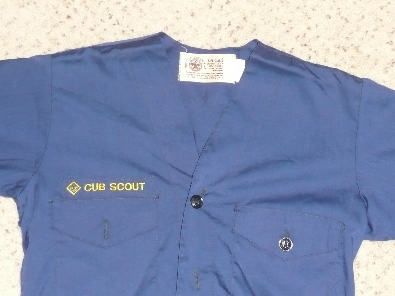 1970's Boy Scout Cub Uniform Shirt, UNUSED, 10" neck, #FB86