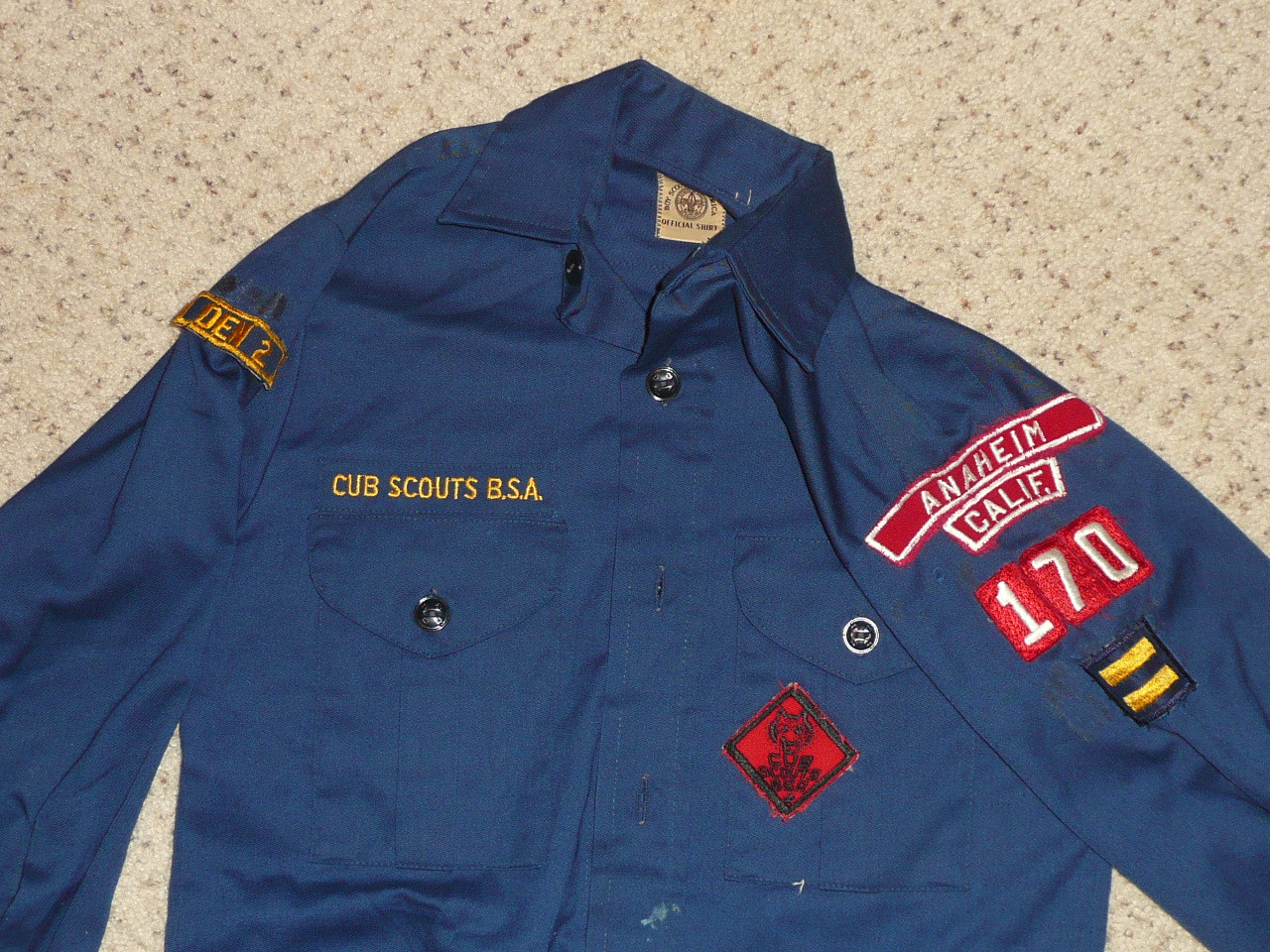 1970's Boy Scout Cub Uniform Shirt from Anaheim CA, 16" chest 22" length, #FB90