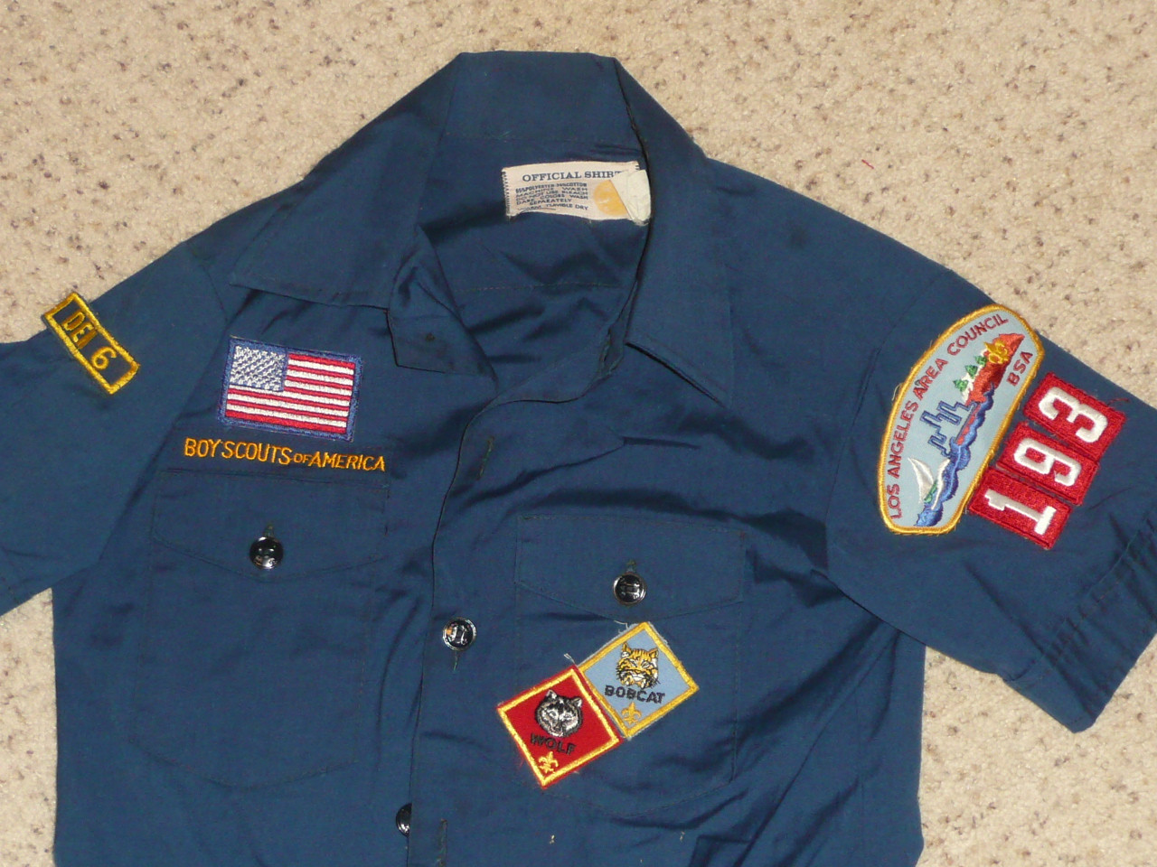 1970's Boy Scout Cub Uniform Shirt from Los Angeles Area Council, size 12, #FB92
