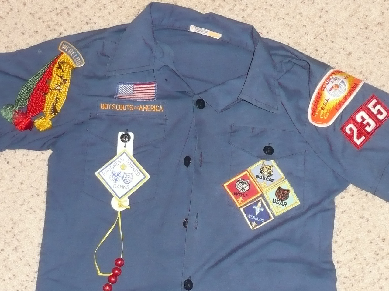 1970's Boy Scout Cub Uniform Shirt from Orange County Council, size 14, #FB93