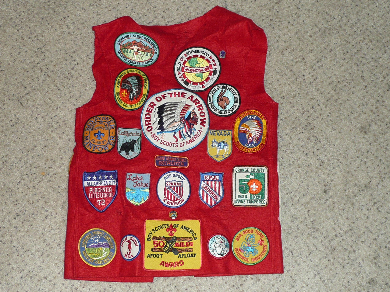 Boy Scout Leather Patch Vest from Orange County CA with Camp and other patches #2