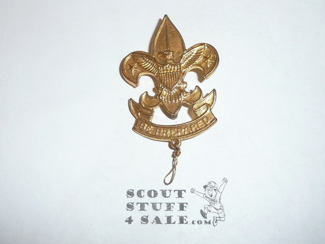 First Class Hat Pin, Horizontal bent wire Clasp, Pointed Crown, 53mm Tall with knot, Stamped for WWII war production savings