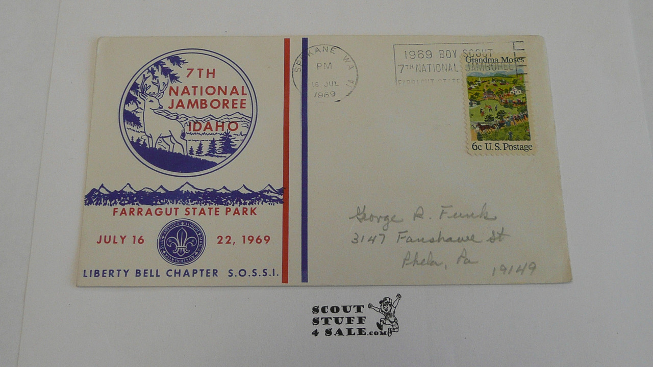 1969 National Jamboree PA SOSSI Chapter Envelope with Jamboree First Day cancellation