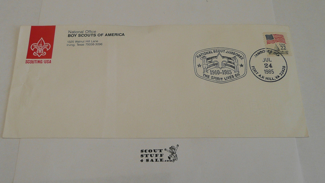 1985 National Jamboree cancellation on a National BSA office envelope