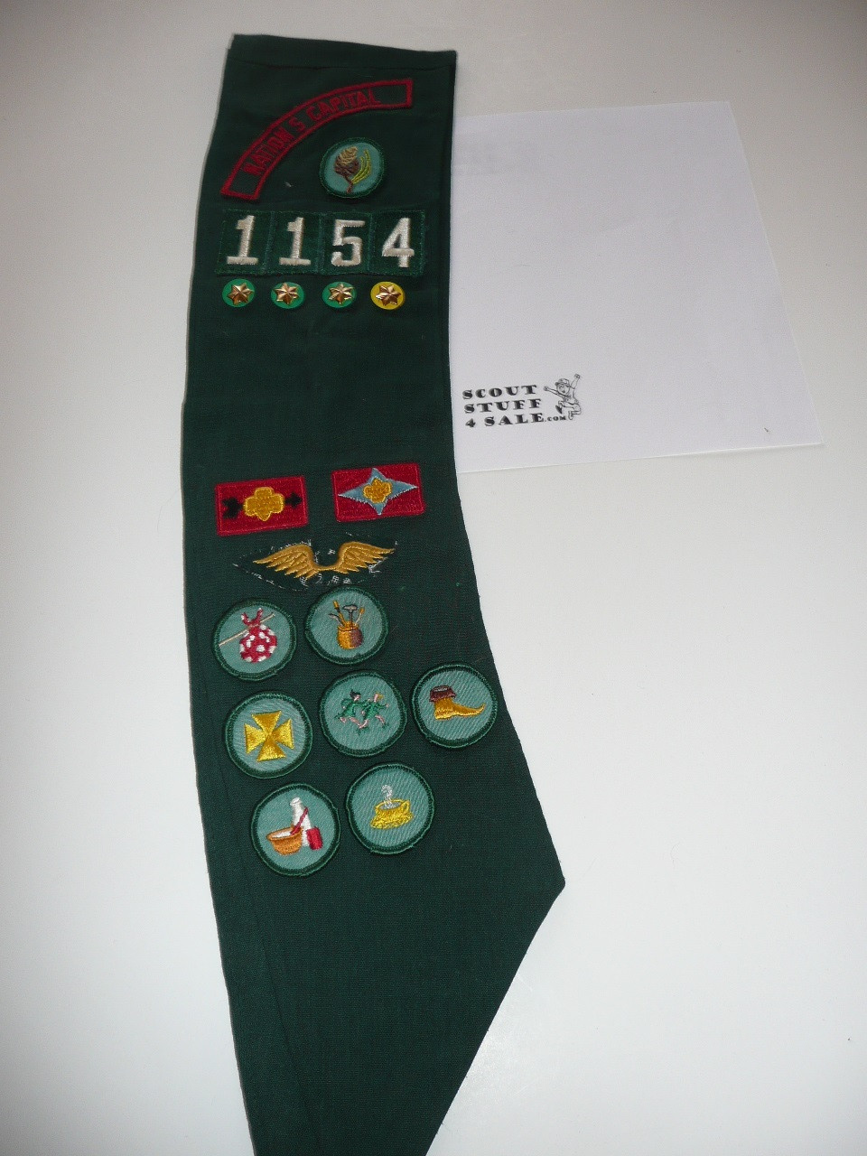 1960's-70's Girl Scout Badge Sash from Nations Capital Council with badges, GSS12