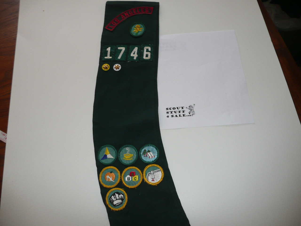 1960's-70's Girl Scout Badge Sash from Los Angeles Council with badges, GSS19