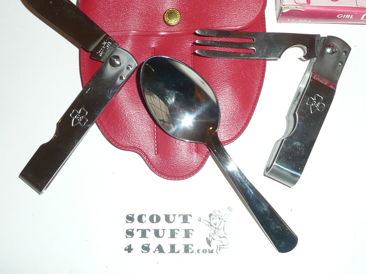 1960's Official Girl Scout Utensil Set, Fork Knife & Spoon with Case, Made By Imperial, With Plastic Case, NEW in box