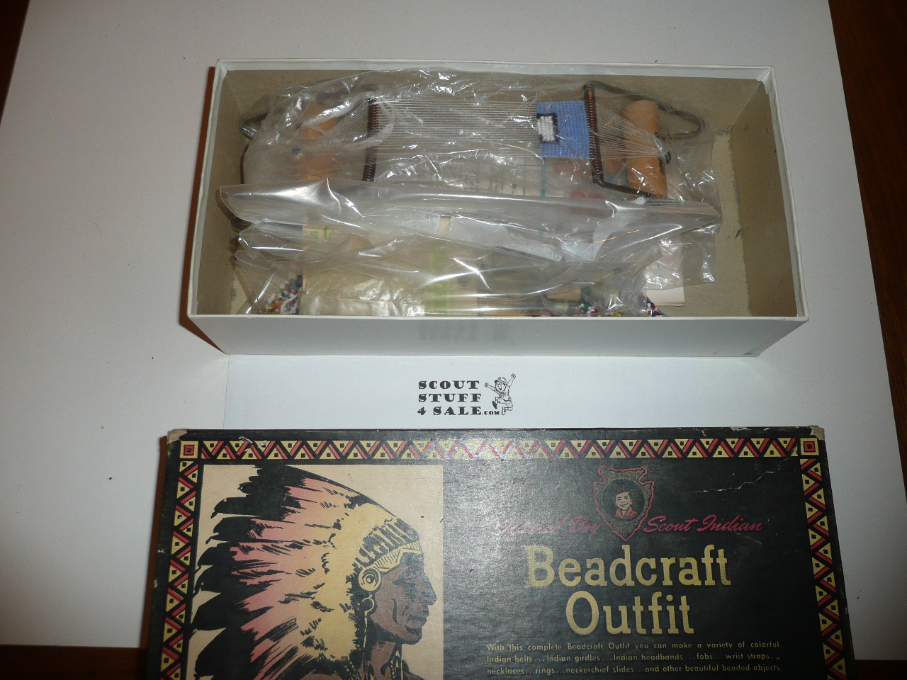 1950's Boy Scout Indian Beadcraft Outfit Set, used with materials in original box #6