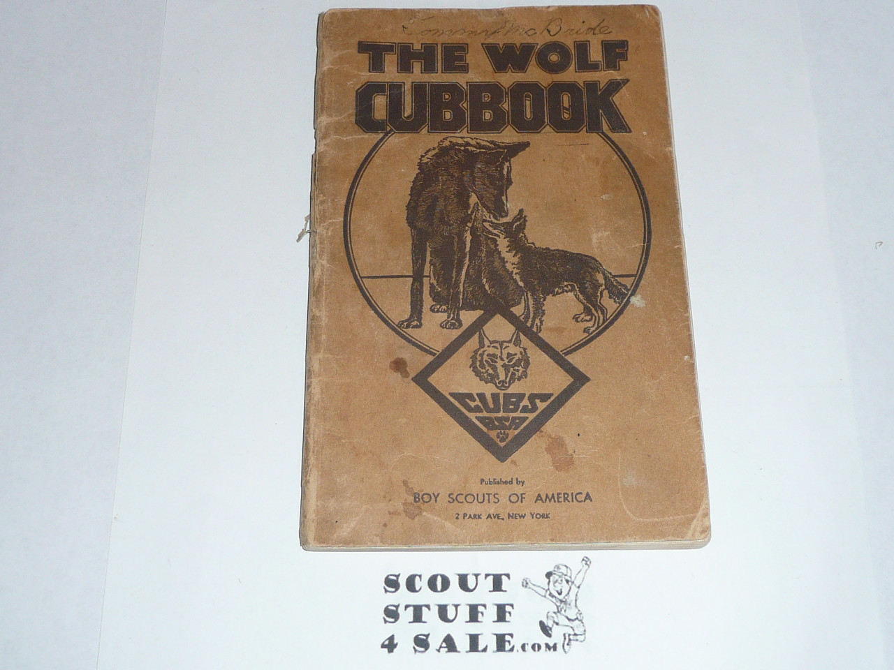 1943 Wolf Cub Scout Handbook, 3-45 Printing, used with spine damage