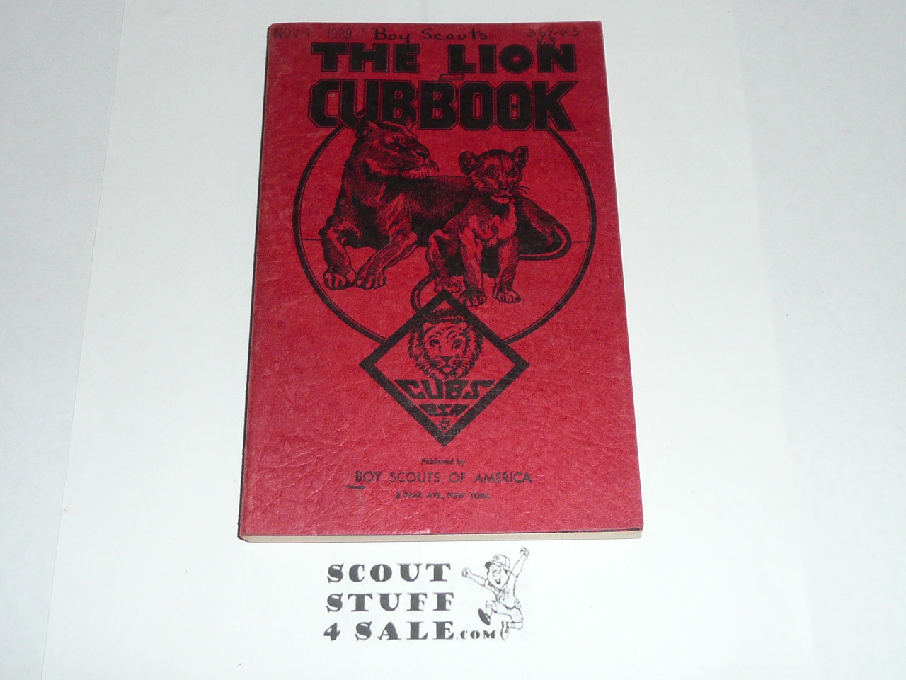 1938 Lion Cub Scout Handbook, 1-39 Printing, Unused
